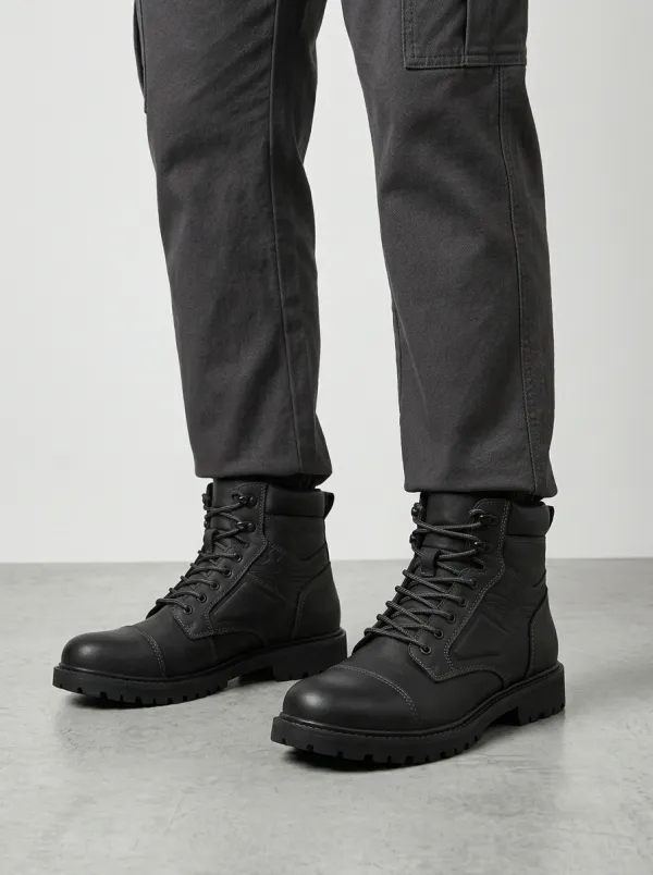 Unisex Tactical Style Geometric Embossed Print Work Boots