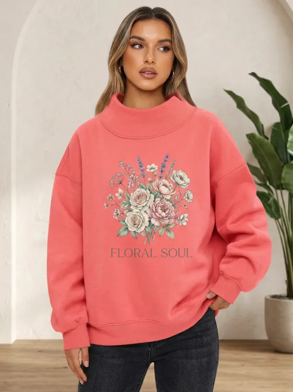 Floral Soul Botanical Bouquet Mock Neck Sweatshirt