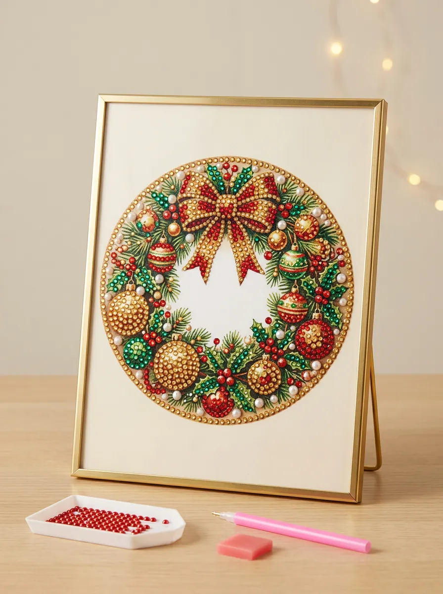 Wreath Bow Baubles Christmas DIY Diamond Painting Kit
