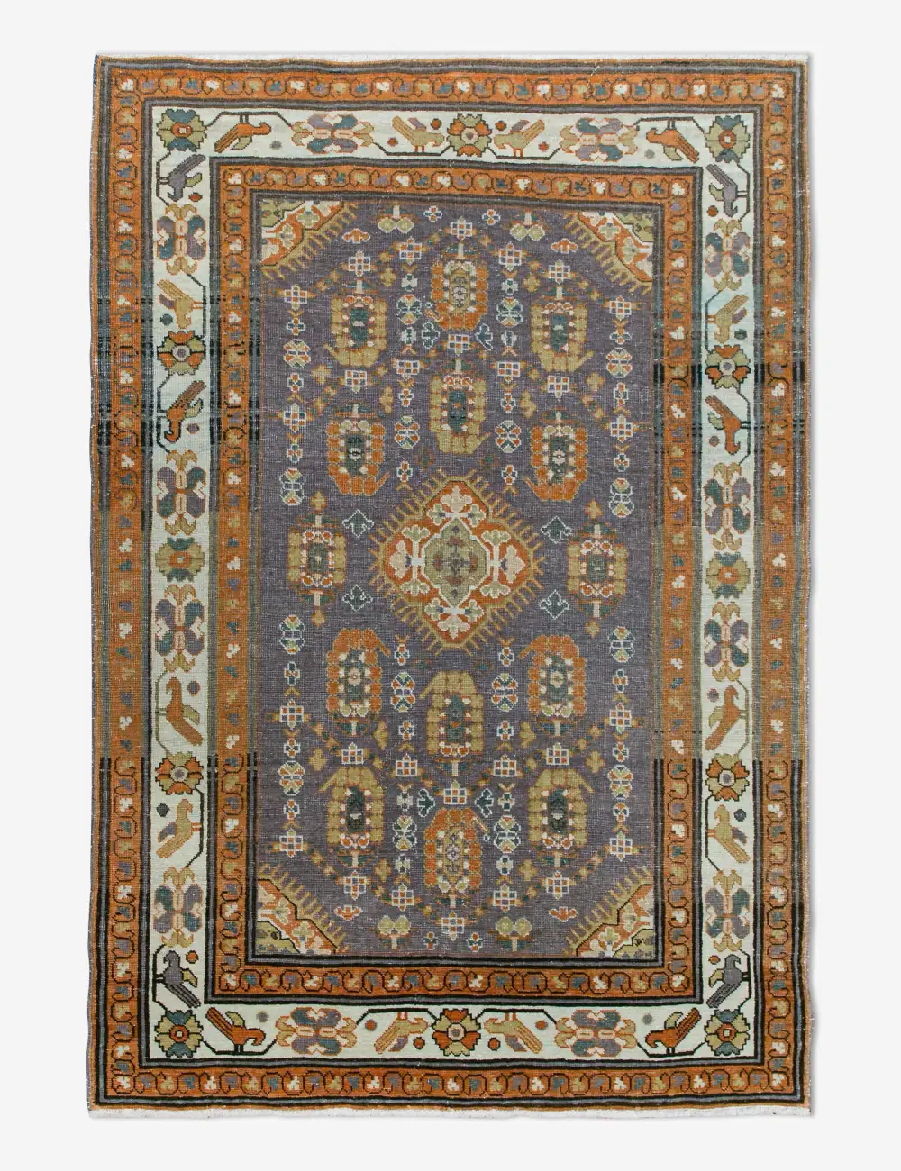Warm Vintage Inspired Artisan Turkish Inspired Hand Knotted Wool Area Rug