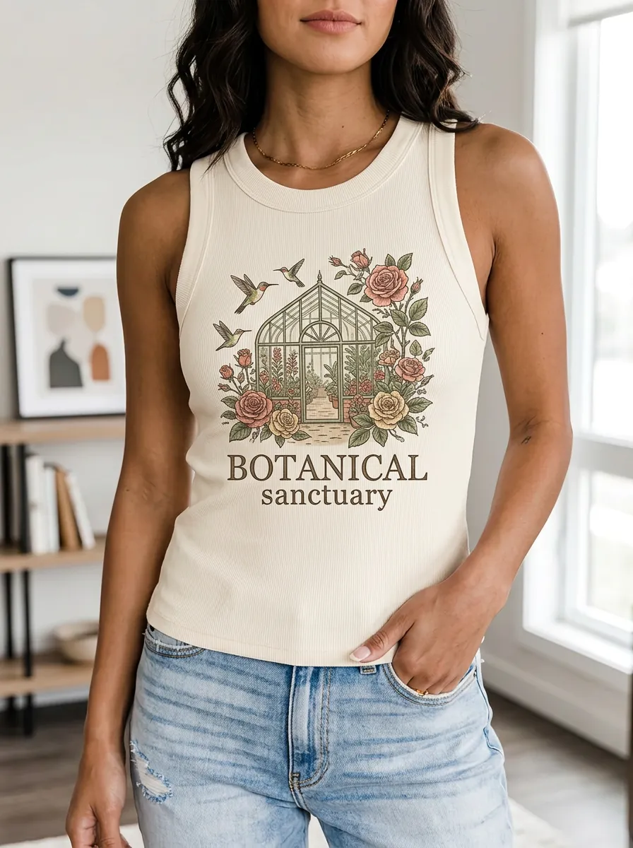 Botanical Sanctuary Greenhouse Hummingbird Tank Top