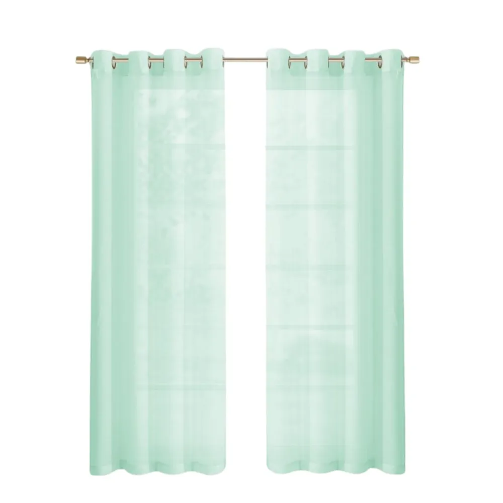 Semi-Sheer Polyester Solid Contemporary Curtain Panel Pair