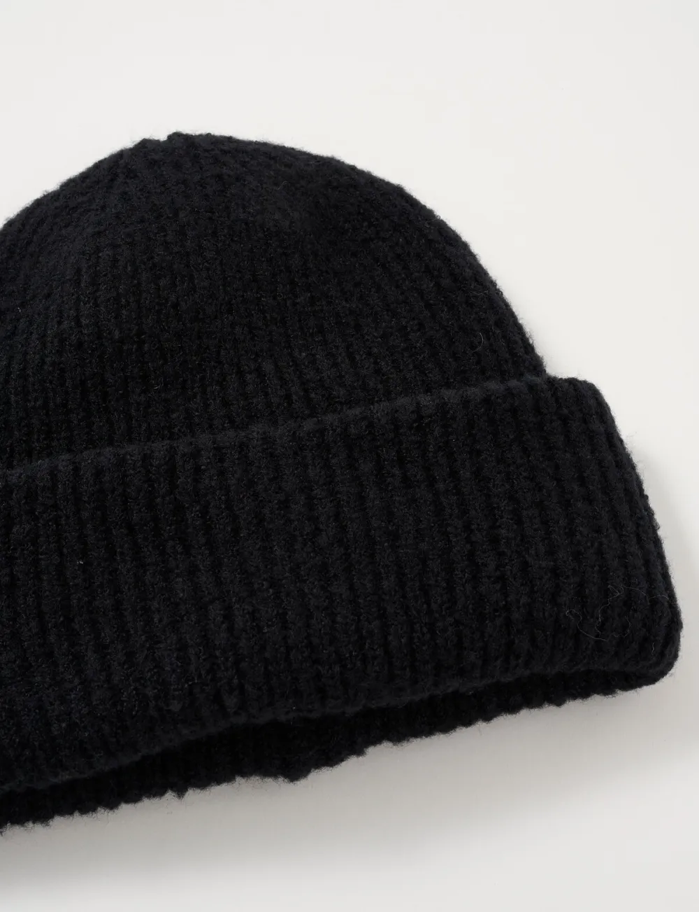 Wide Brim Ribbed Black Hat