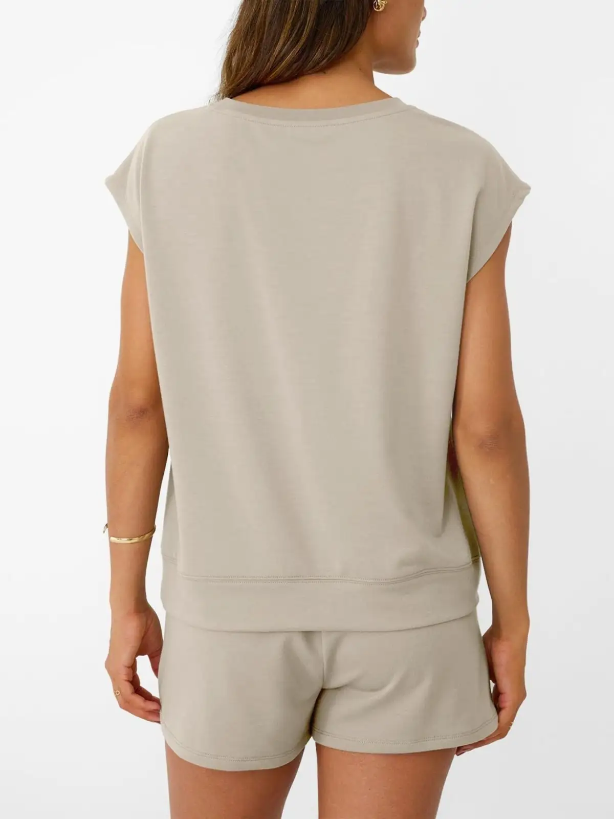 Tailored Drawstring Pocketed Top and Shorts Matching Set
