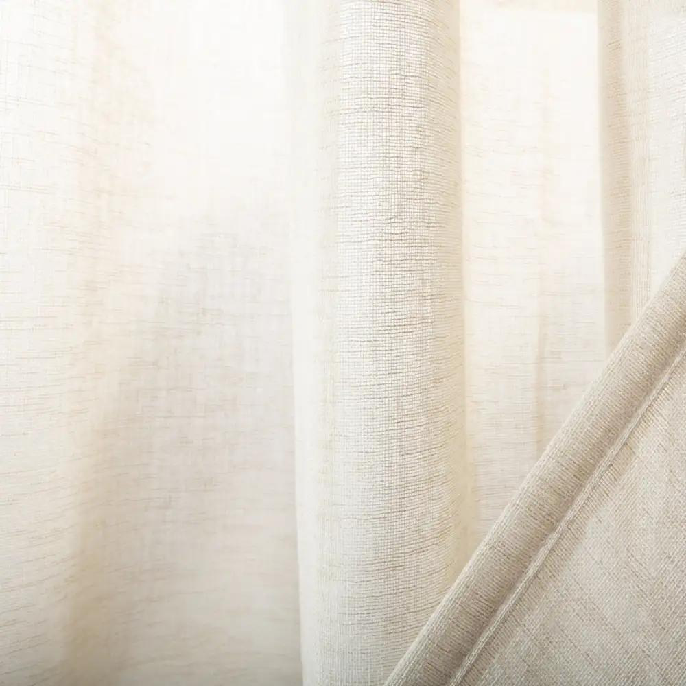 Semi-Sheer Striped Eyelet Modern Curtain Panel