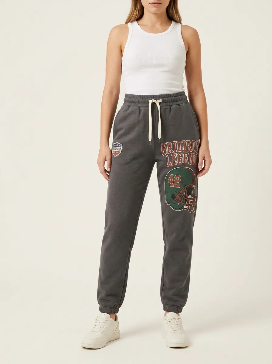Women's Football Lover Gridiron Legend Helmet Printed Joggers