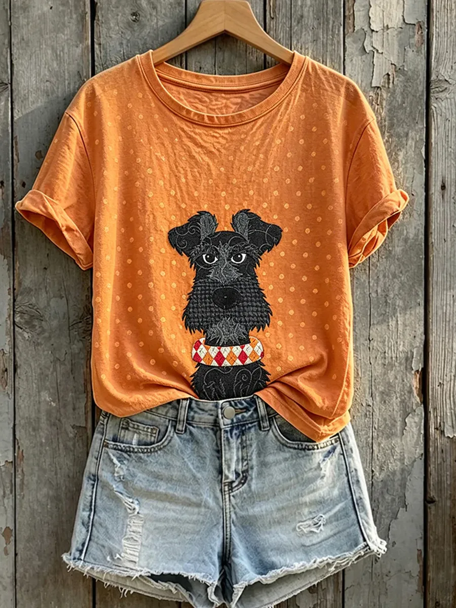 Women'S Casual Floral Cat Printed T-Shirt