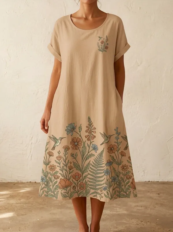Everyday Nature Lover Hummingbird Floral Dress