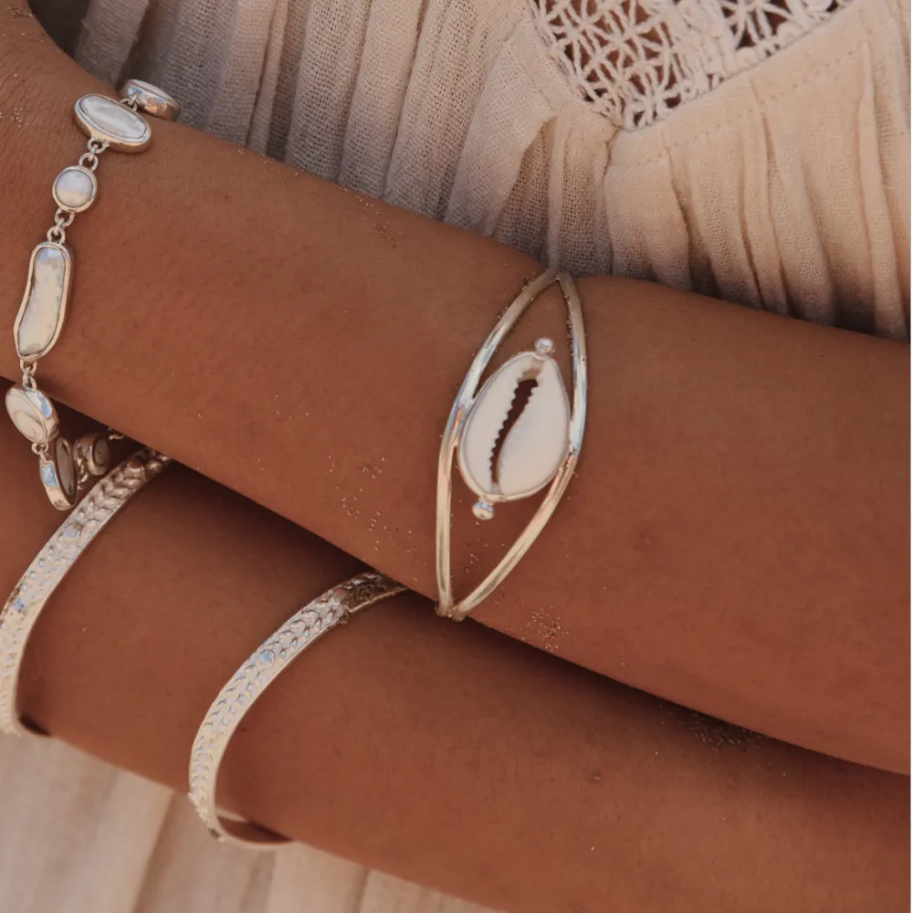 Cowrie Serenity Silver Cuff