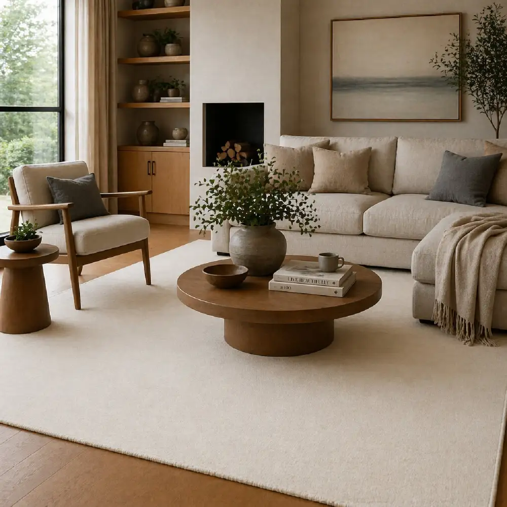 Hand-Knotted Wool Fringed Carpet