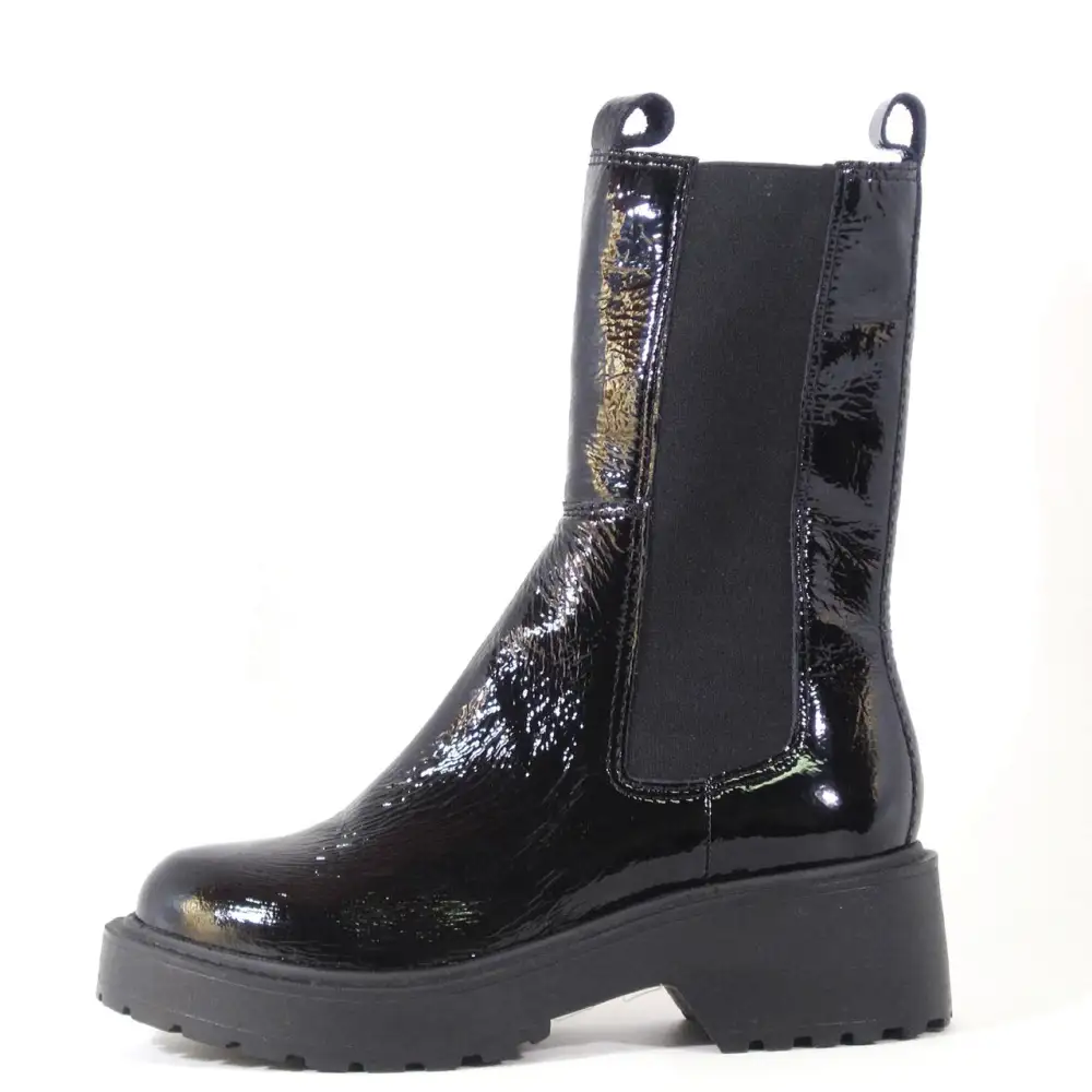 Patent Leather Slip On Ankle Boots