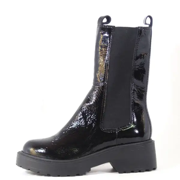 Patent Leather Slip On Ankle Boots