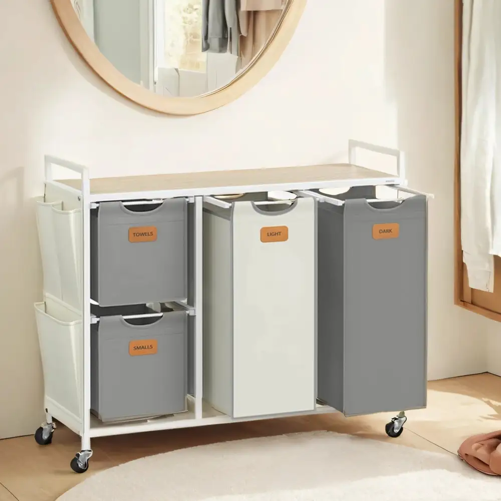 Everyday Removable Liner Rolling Divided Laundry Sorting Hamper