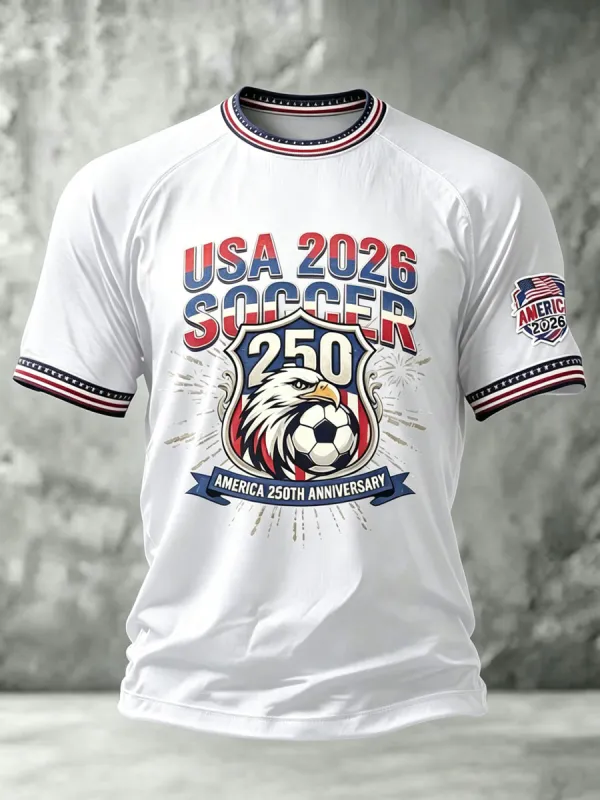 Men'S USA  Independence Day  Football Lover Art Printed T-Shirt