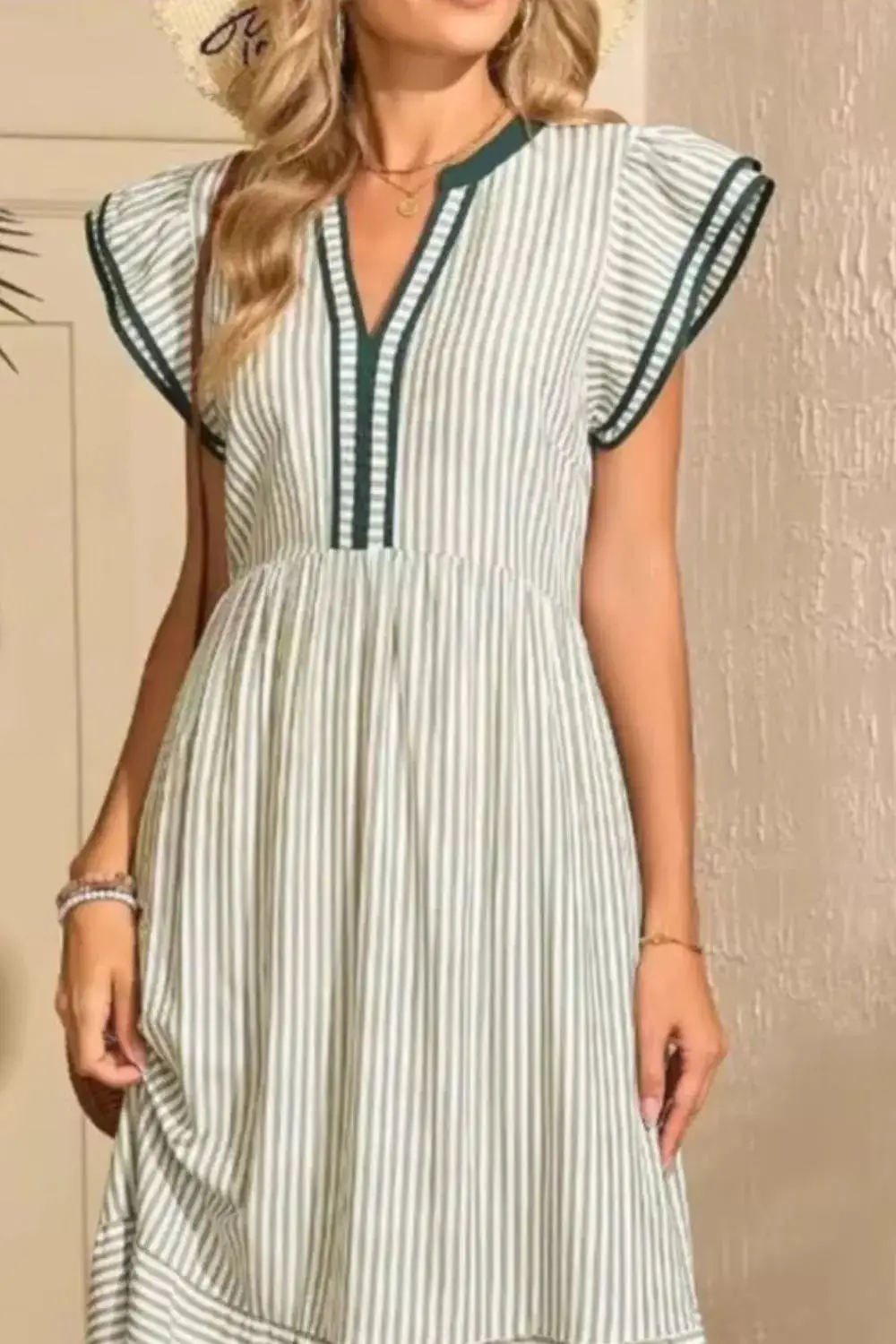Striped Ruffle Midi Dress