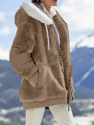 Oversized Hooded Plush Jacket