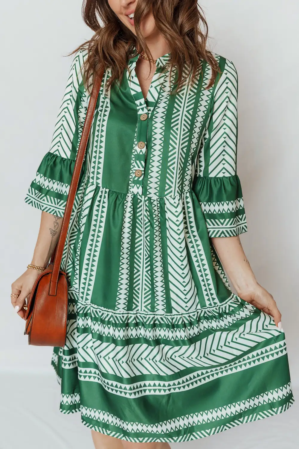 Button Front Casual Mini Dress