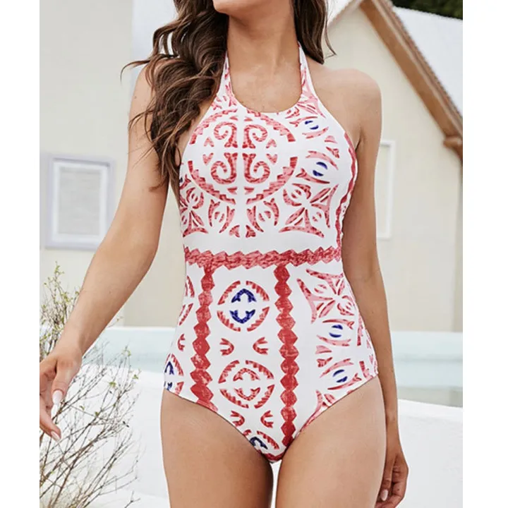 Women's Tie-Back Floral One-Piece Swimsuit
