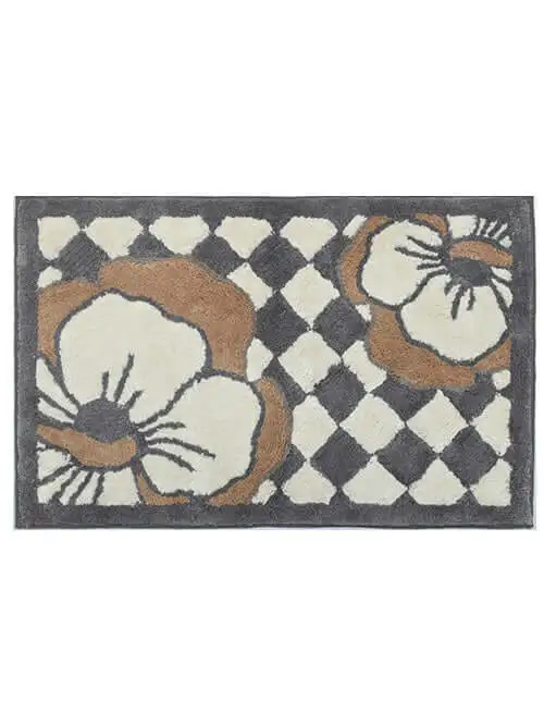 Absorbent Tufted Floral Cotton Bathroom Mat