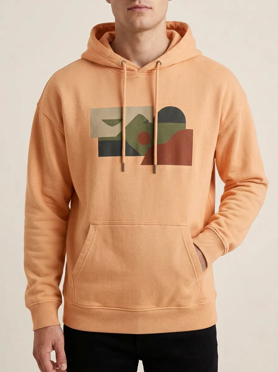 Men's Abstract Mountain Landscape Print Hoodie
