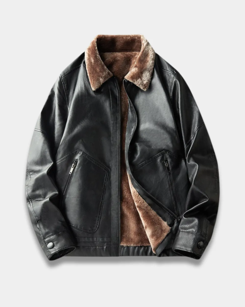 Insulated Faux Leather Aviator Jacket