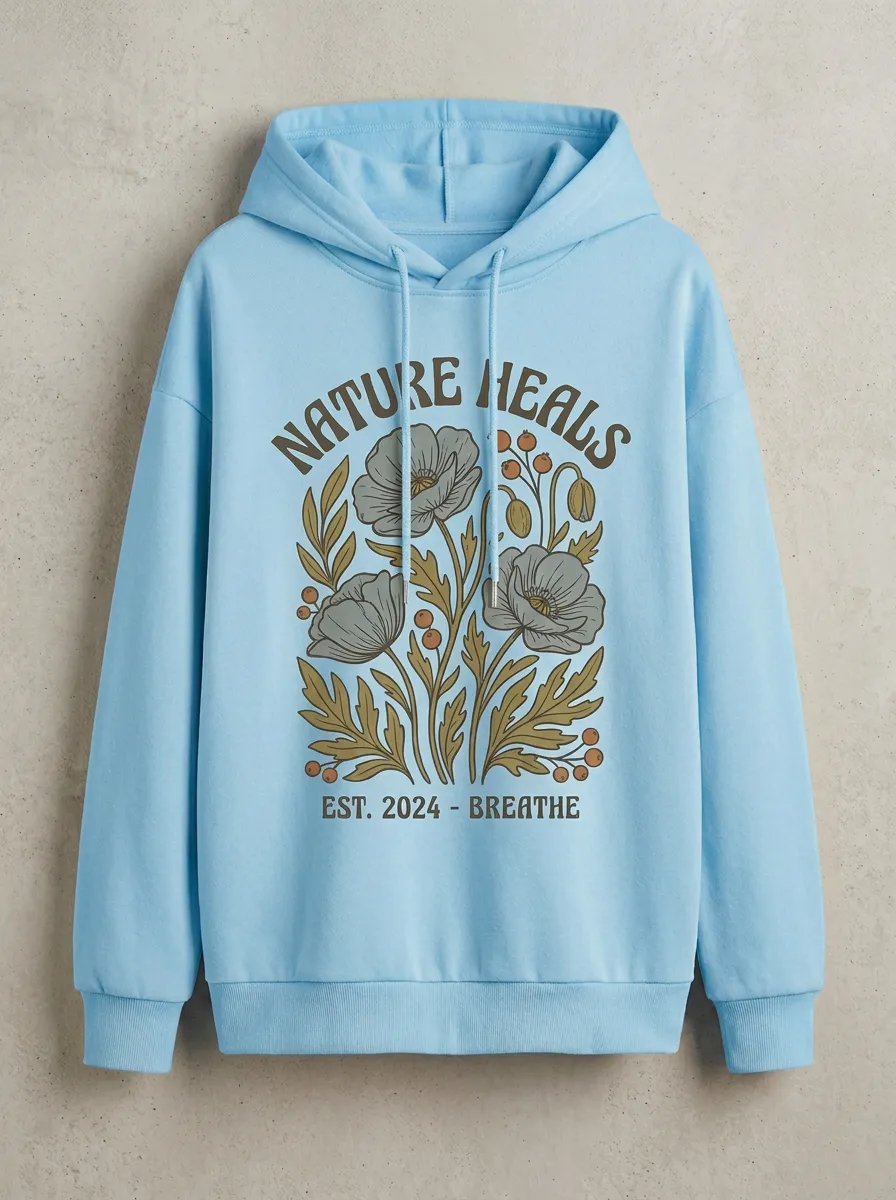 Nature Heals Floral Botanical Hoodie