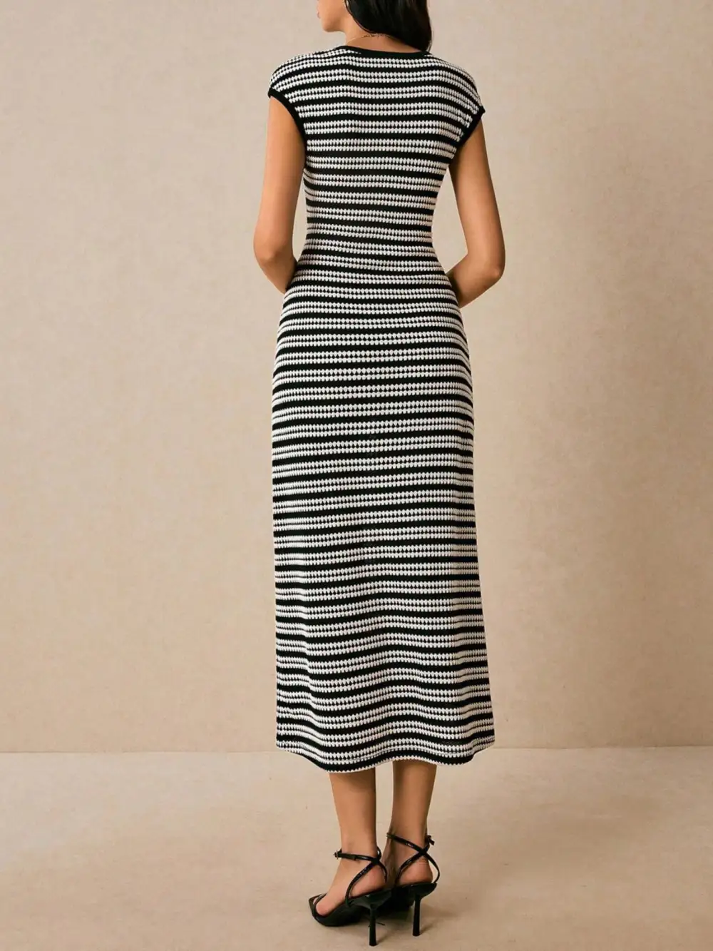 Bodycon Cotton Striped Midi Dress