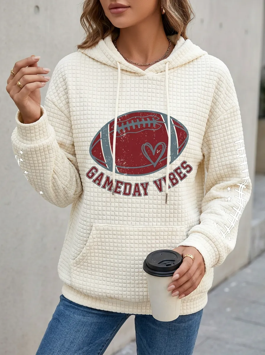 Women's Athletic Inspired Gridiron Heart Ball Love Graphic Hoodie