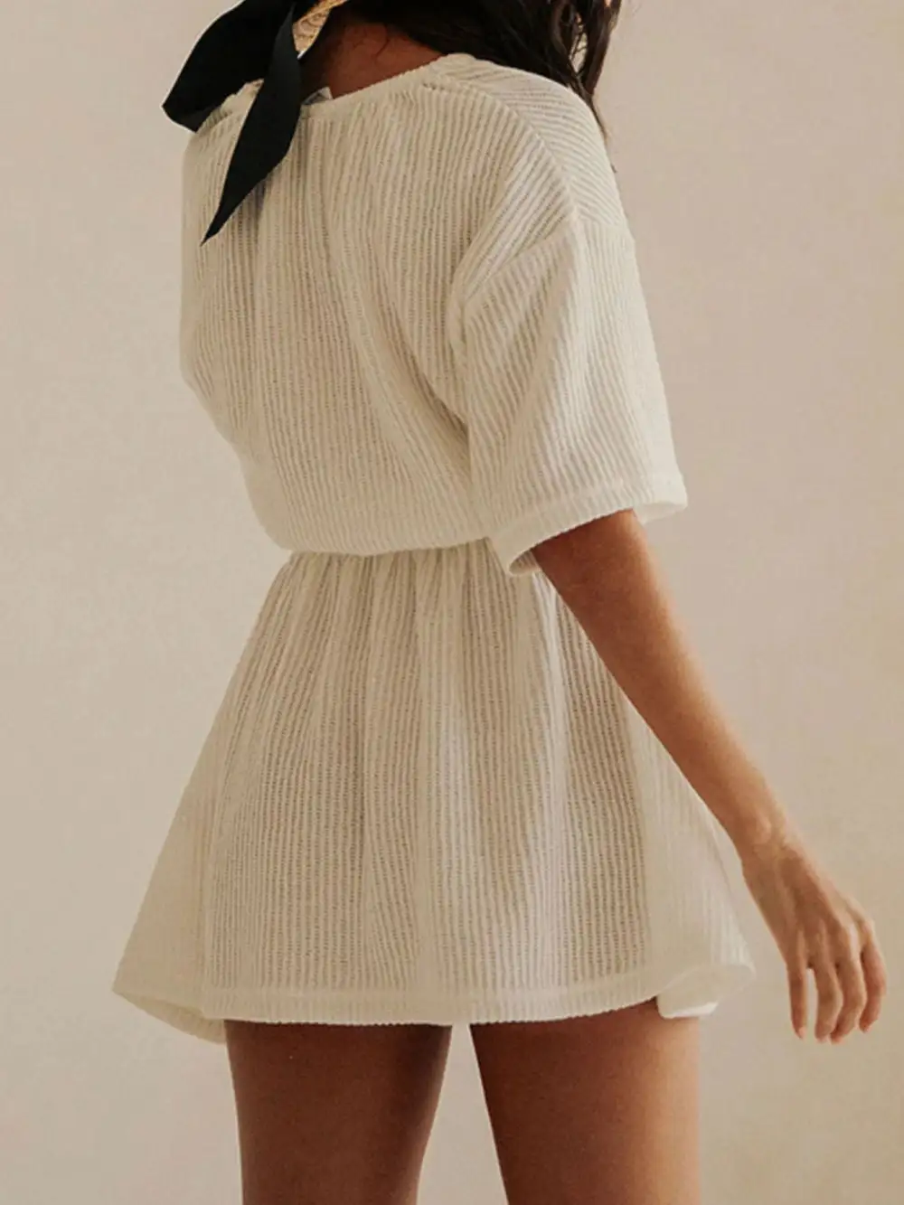 Relaxed Fit Short Sleeve Dress Swim Cover Up