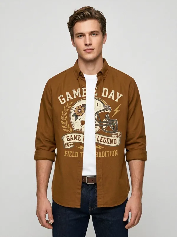 Men's Football Game Day Helmet Floral Printed Shirt