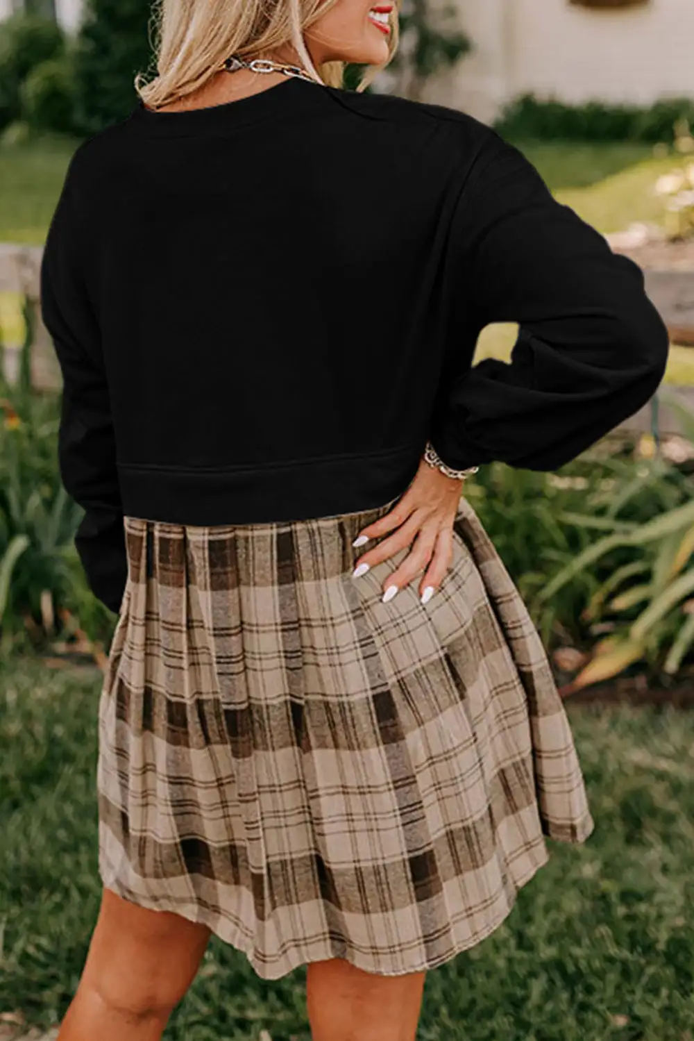 Mixed Panel Mini Dress