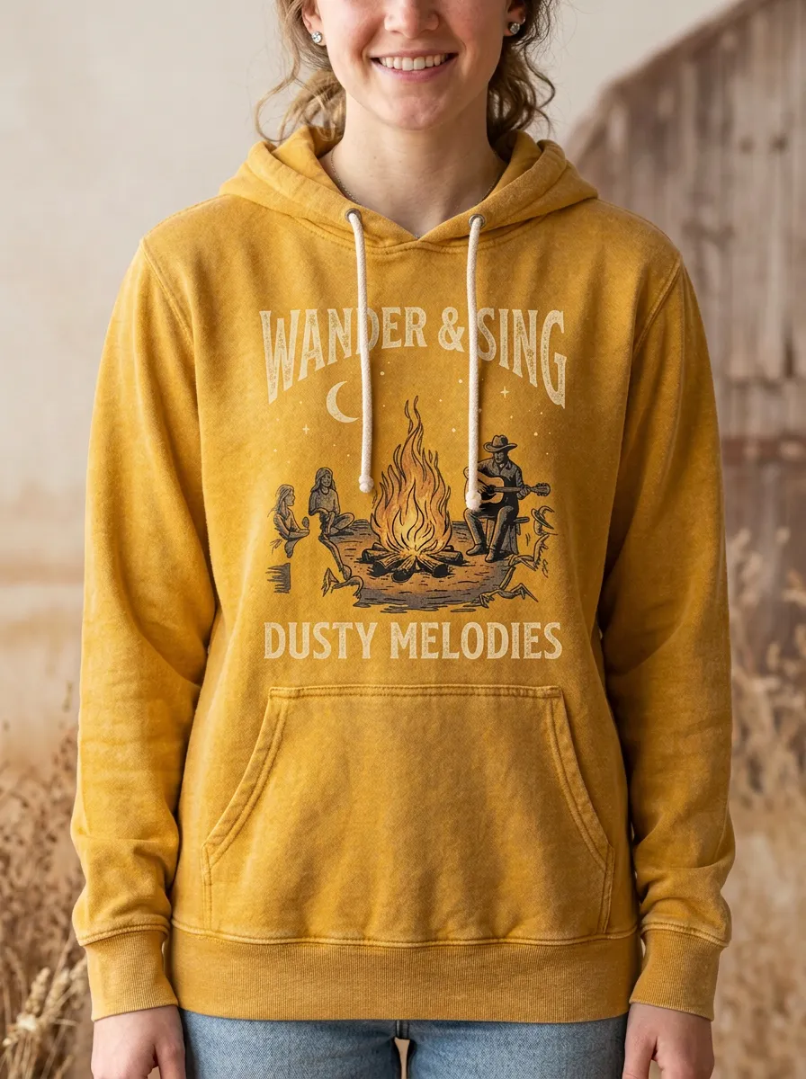 Country Music Campfire Guitar Design Hoodie