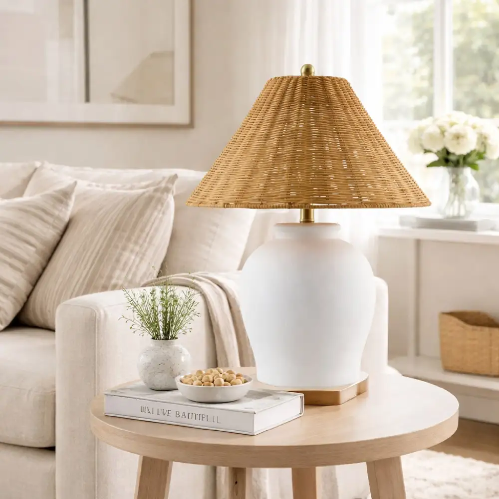 Rattan Empire Shade Table Lamp