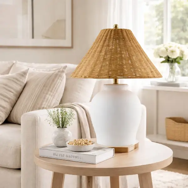 Rattan Empire Shade Table Lamp