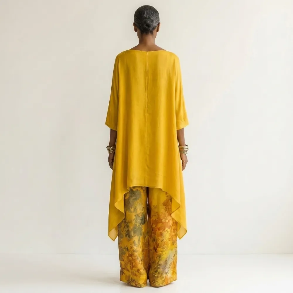 Cariola | Cotton-Silk Two-Piece Set with Asymmetric Tunic