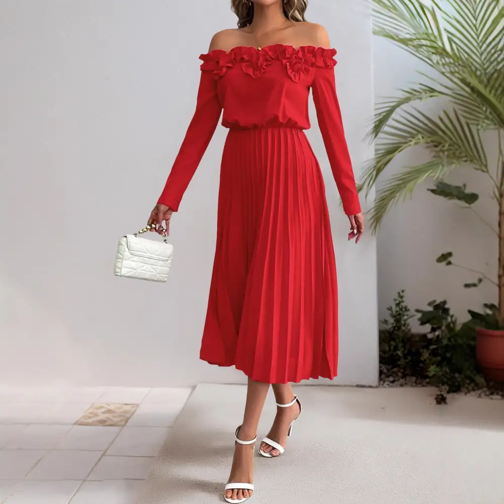 Women's Layered Pleated Bridal Dress