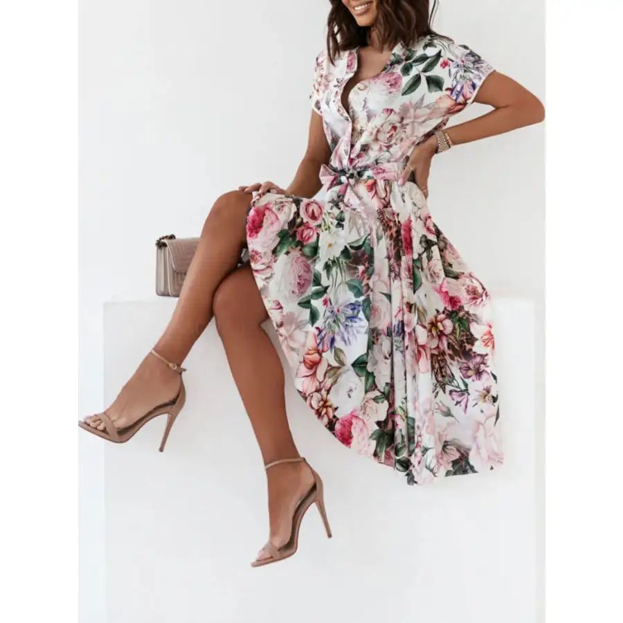 Short Short Sleeve Midi Dress