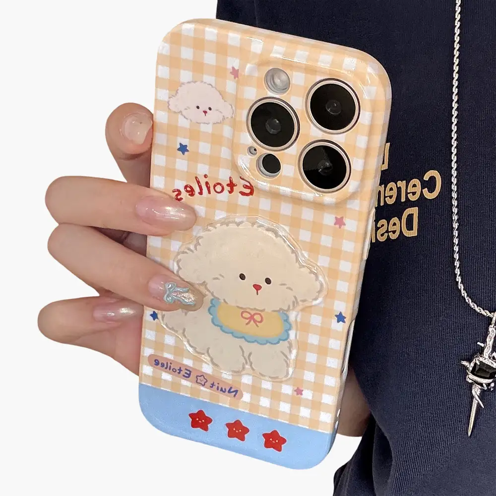 Puppy Dog Wrist Strap Beaded Wristlet Phone Case