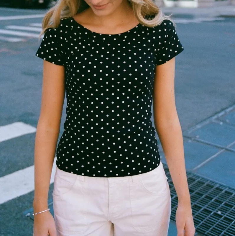 Soft Navy Polka Dot Top