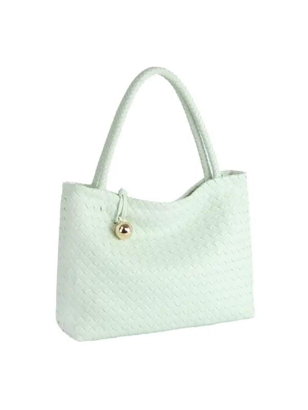 Woven Ball Clasp Tote Bag