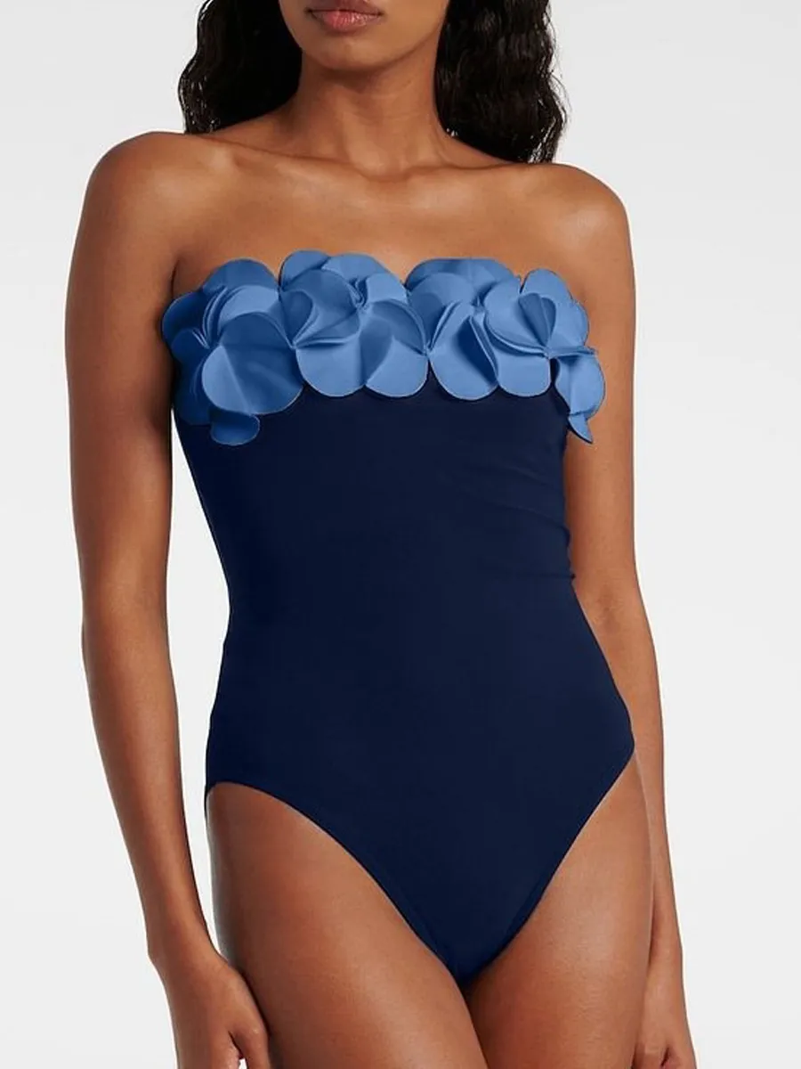 Aria Color-Blocked Floral Swimsuit Set
