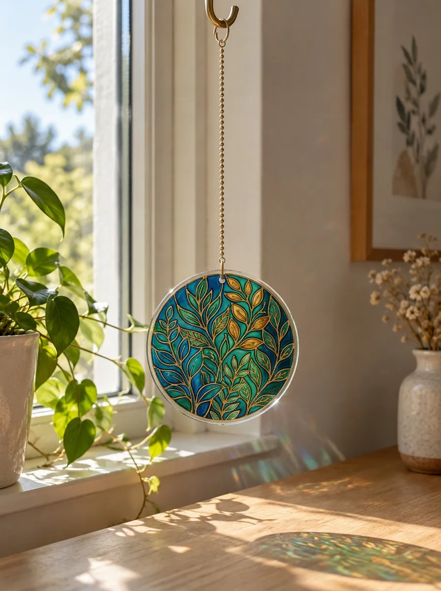 Botanical Leaves Printed Suncatcher