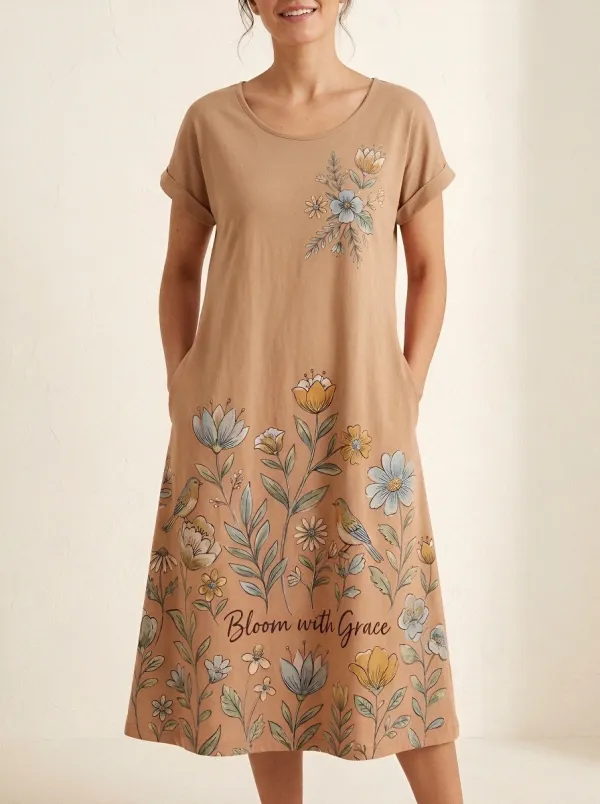 Floral Bird Nature Lover Bloom With Grace Dress