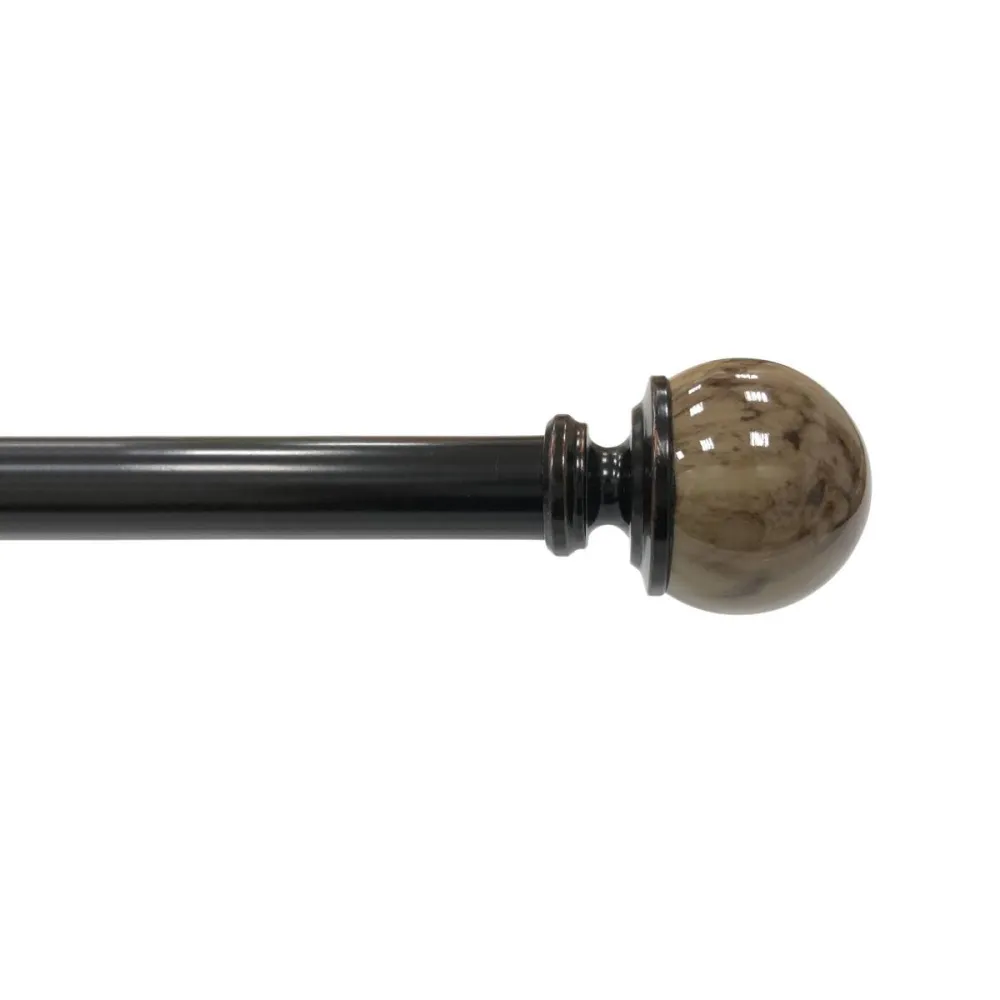 Adjustable Marble Finial Metal Curtain Rod
