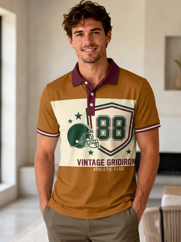 Men's Football Vintage Gridiron Polo Shirt