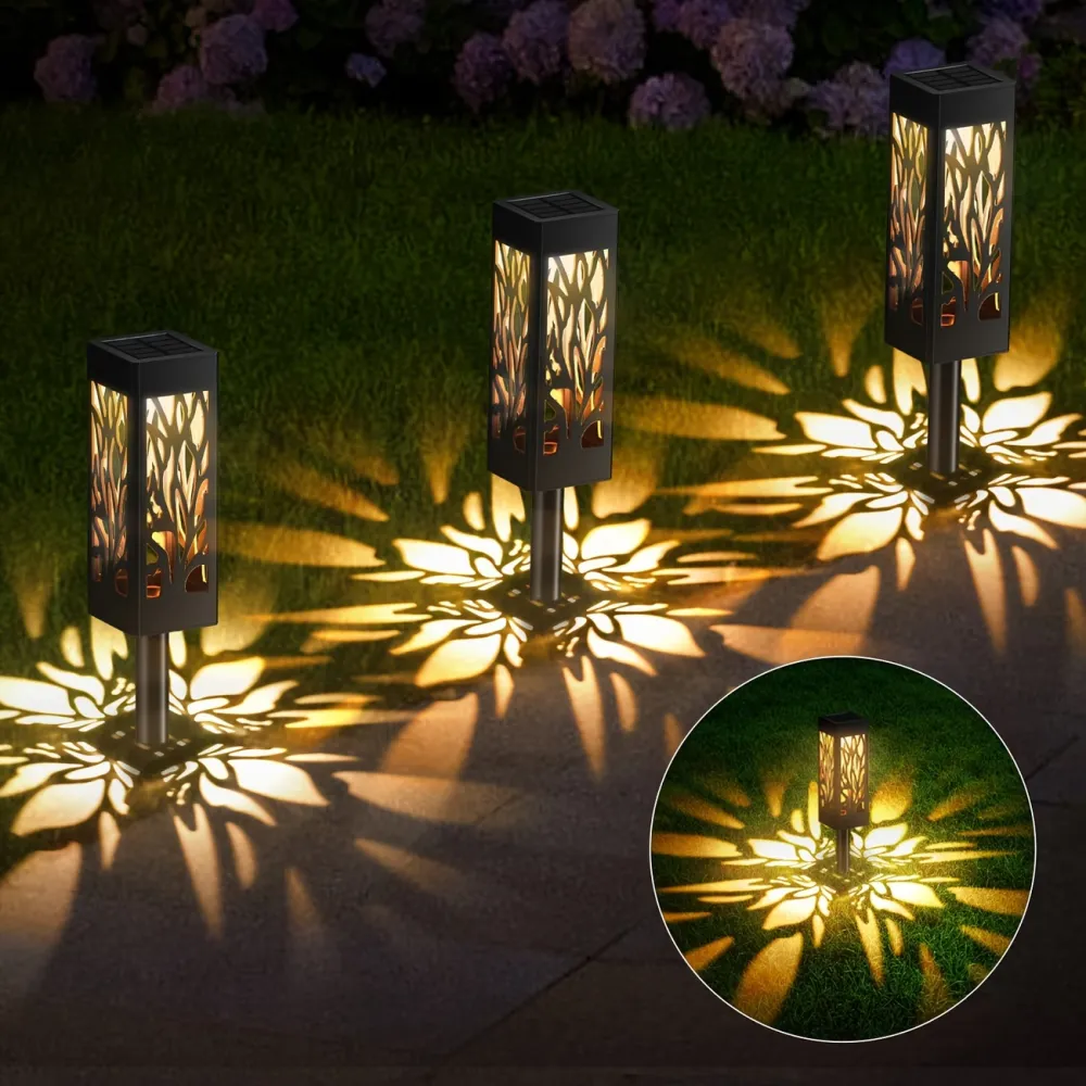 2Pcs Solar Flower Shadow Stake Light