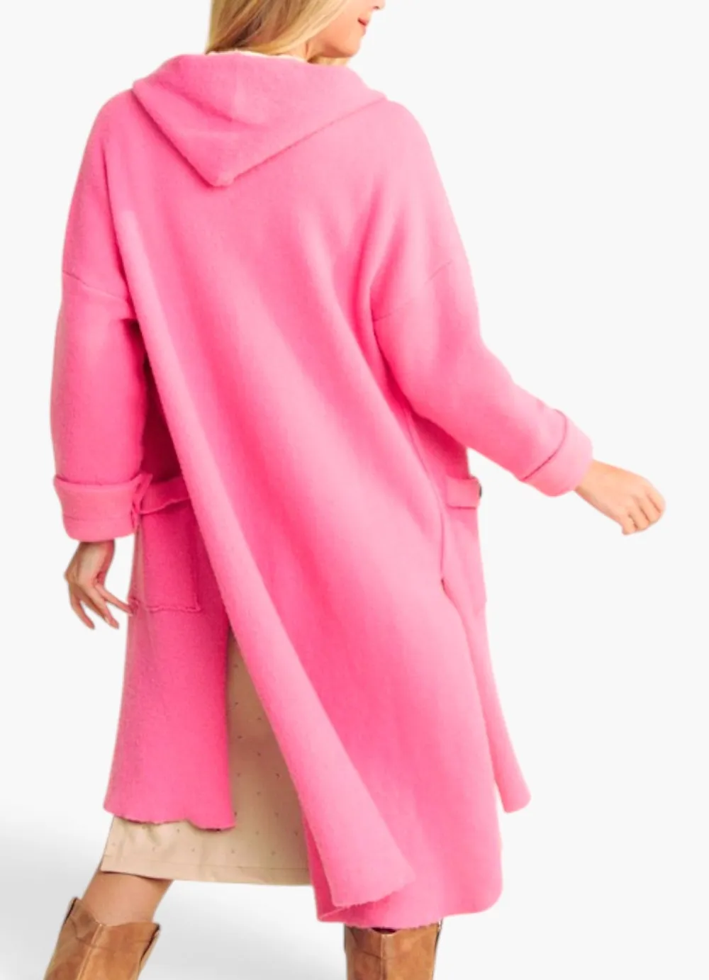 Hooded Button Front Longline Cardigan