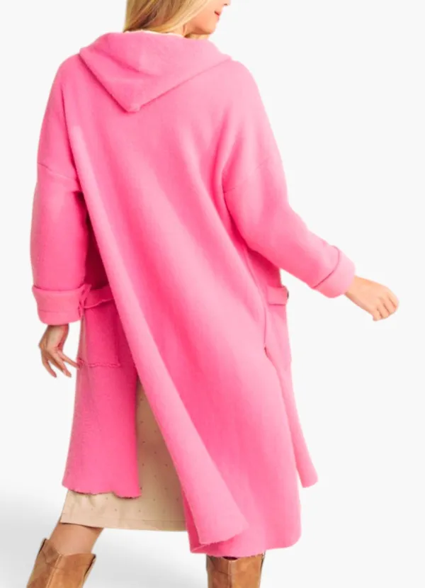 Hooded Button Front Longline Cardigan