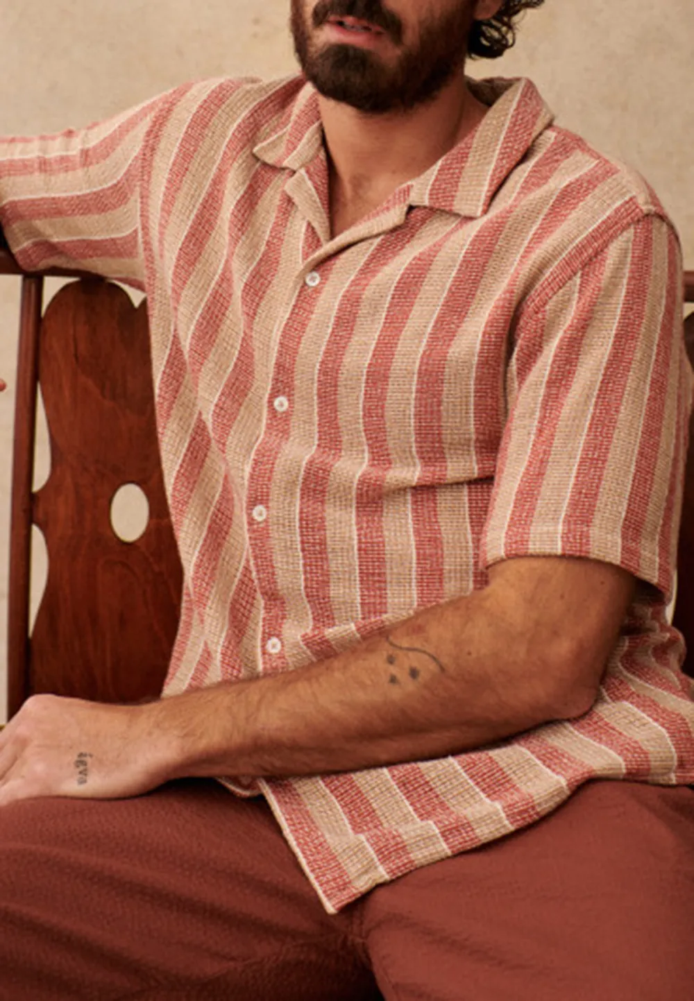 Shirt-Textured Rust / Beige Stripes