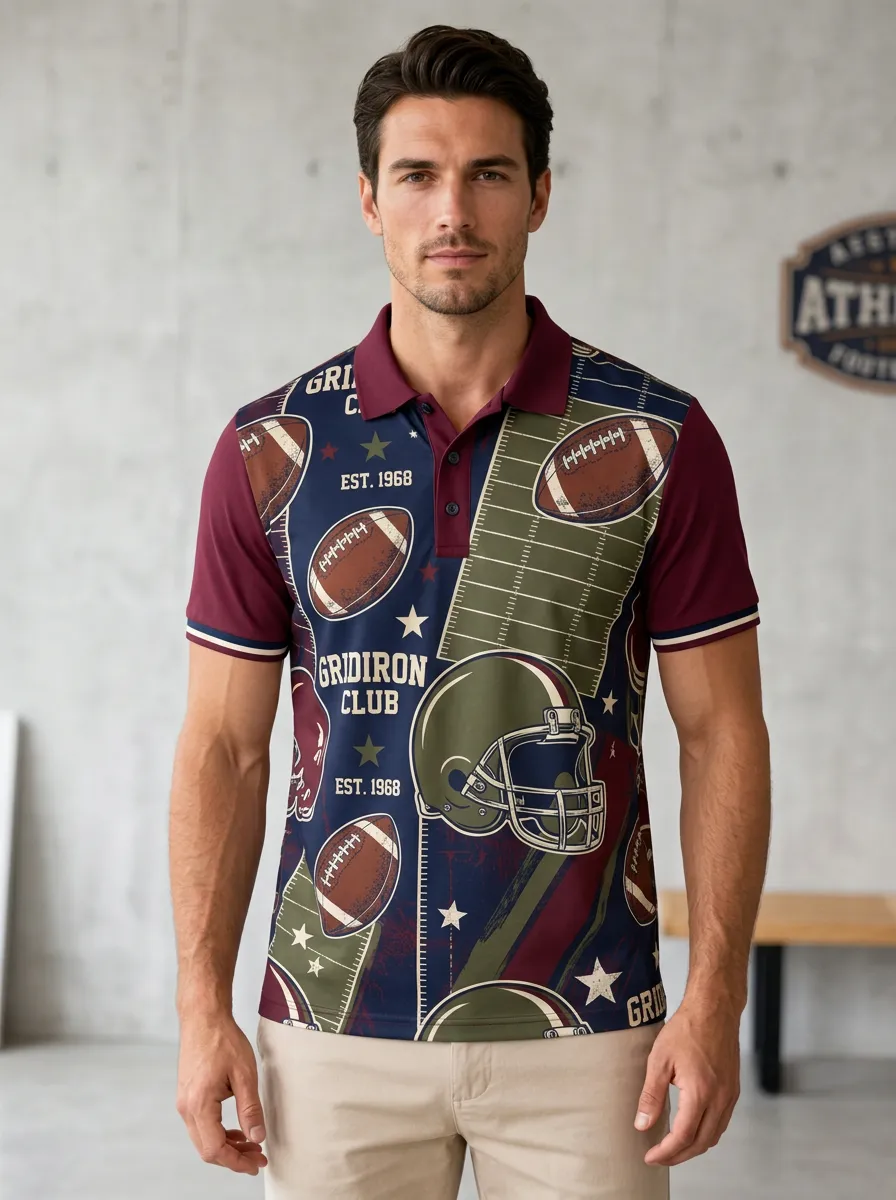 Men's Gridiron Helmet Polo Shirt